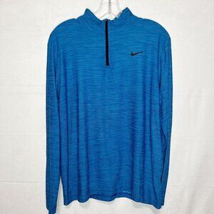 NIKE DRI-FIT LIGHTWEIGHT  1/4 ZIP RUNNING SHIRT SZ MEDIUM BLUE MOCK LONG SLEEVE